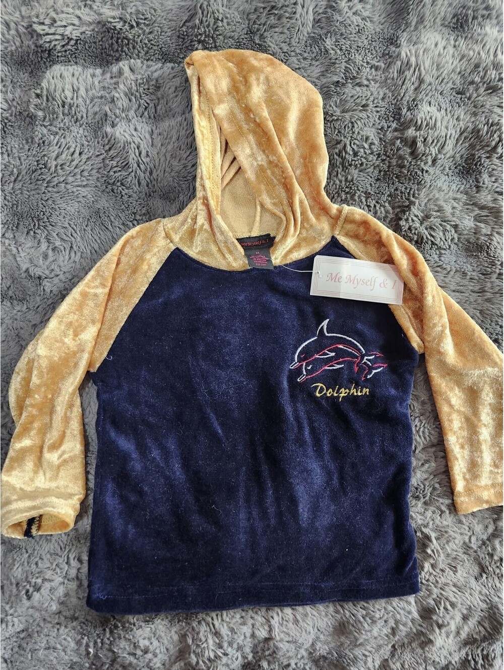 Kids Vintage Me Myself & Dolphin branded hooded sweatshirt